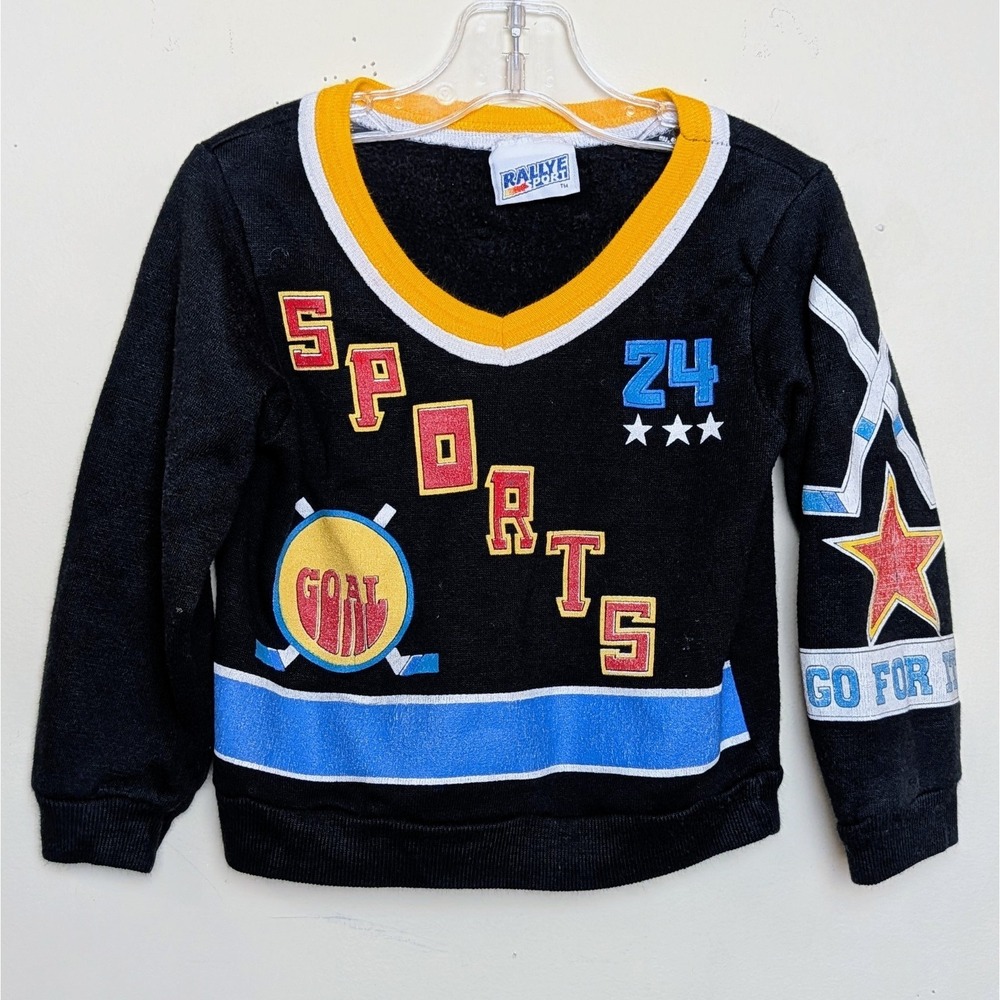 Vintage Rallye Sport Hockey Sports 80s Graphic Sweatshirt Size 3-4T
